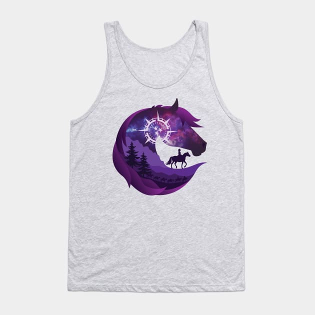 Horse Head Trail Riding Silhouette • Galaxy Tank Top by FalconArt